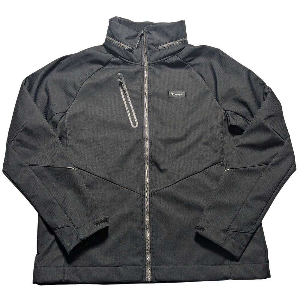Kubota Tractors x Elevate Men Large Black Softshell Jacket Zip Packable Hood